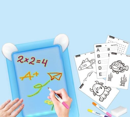 Light Sky Blue 3D Magic Drawing Board Pad LED Writing Tablet Led Kids Adult Display Panel Luminous Tablet Pad Drawing Toy