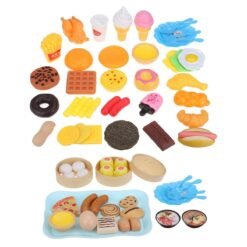 Sandy Brown 34 Pcs Kids Simulation Kitchen Food Toys Ice Cream Dessert Hamburger Pretend Play Early Educational Toys