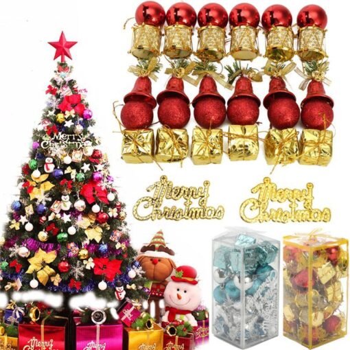 Tan 32PCS Christmas Tree Decoration Balls Drums Bells Baubles Ornaments Kids Children Party Supplies