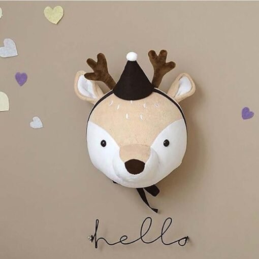 3D Plush Animal Heads Elephant Bear Deer Wall Decor for Children Christmas Birthday Stuffed Plush Toy - Toys Ace