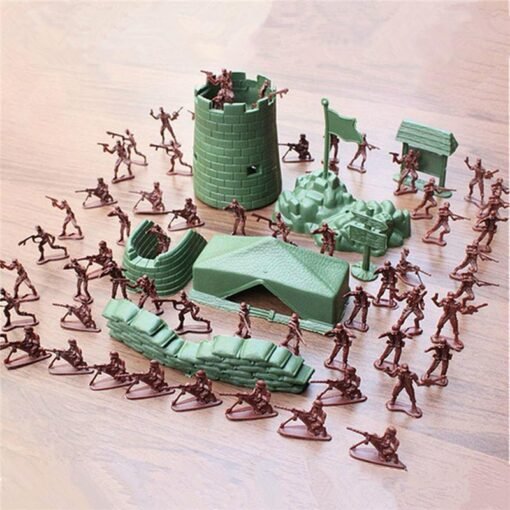 Gray 100PCS 3CM Army Combat Men Kid Toy Soldiers Military Plastic Figurine Action Figure