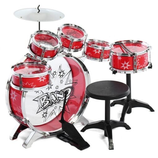 Maroon 16x Kids Junior Drum Kit Music Set Children Mini Big Band Jazz Musical Play Toy