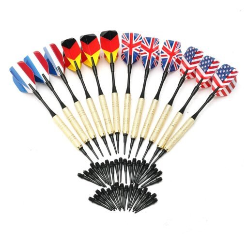 Bisque 12Pcs 4 Kinds National Flag Tail Darts With 36 Extra Soft Tips Professional