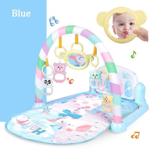 Light Sky Blue 3-in-1 Plastic Baby Gym Play Mat Lay Play Fitness Fun Piano Light Musical Toys