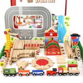 120 Pieces of Wooden Track Toy Train for Children - Toys Ace