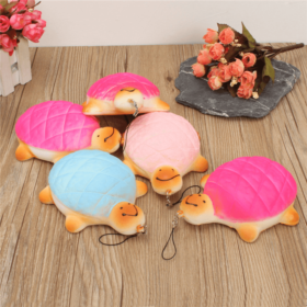 13Cm Soft Kawaii Cute Little Turtle Phone Bread Bun Squishy Charms with Rope Random Color - Toys Ace