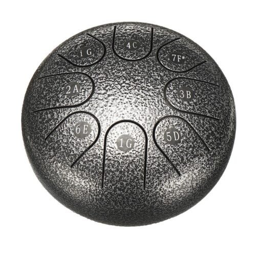 Dim Gray 6 Inch 8 Notes G Tune Steel Tongue Drum Handpan Instrument with Drum Mallets and Bag