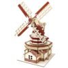 3D wooden windmill puzzle toy (White) - Toys Ace