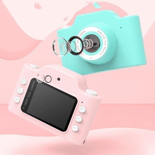 Sky Blue 24 Mega Pixels Two Vision Children Mini Digital Camera 2.0'' LCD/1080P HD Kids Toys Camcorder Gift