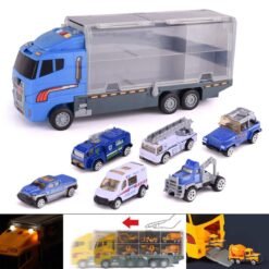 Dark Gray 3 Types Toys Military City Polic Transport Truck with 6 Mini Cars Play Set Carrier Lorry For Kids Toy