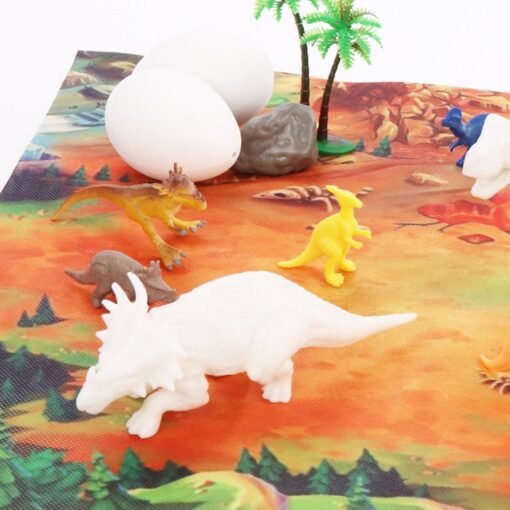 White Smoke 38Pcs Jungle Wildlife Animal Diecast Dinosaur Model Puzzle Drawing Early Education Set Toy for Kids Gift (A)