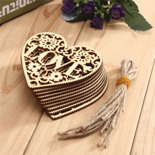 10pcs Heart Love DIY Woodcraft Hanging Decoration Craft Gift - Toys Ace