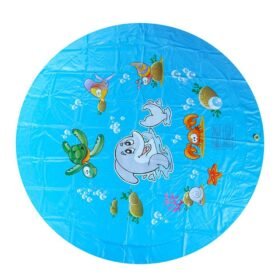 Deep Sky Blue 170mm PVC Blue Sprinkler Play Mat With Cartoon Pattern For Kids Summer Play