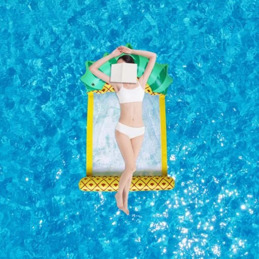 Lavender 138*79CM Summer Foldable Pineapple Water Hammock Swimming Pool Inflatable Cushion Floating Lounge Chair Toy