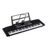 Black 61 Keys Digital Keyboard Electronic Piano Double Horn Stereo Sound with Microphone Music Stand for Children