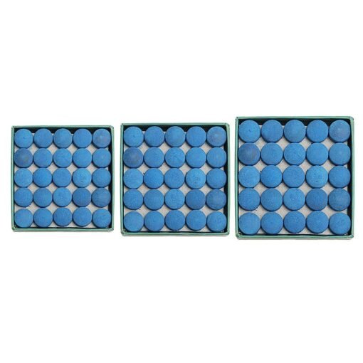Steel Blue 50Pcs Glue-on Pool Billiards Leather Blue Cue Tips Box Game Sport 9mm 10mm 13mm