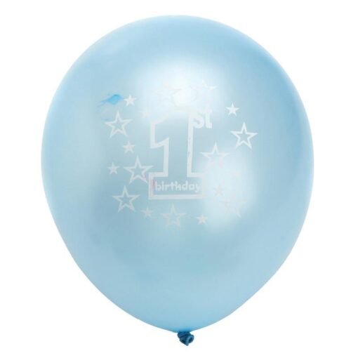 Light Steel Blue 10 Pcs Per Set Blue Boy's 1st Birthday Printed Inflatable Pearlised Balloons Christmas Decoration