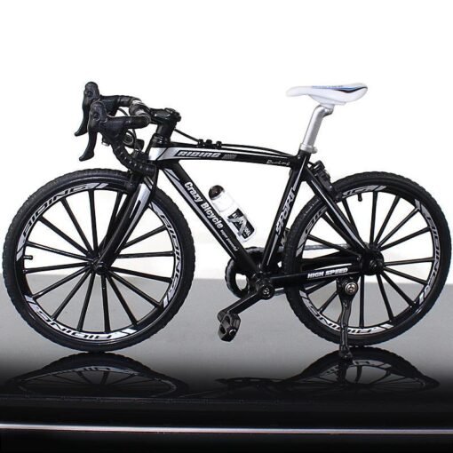 Dark Gray 1:10 Diecast Bicycle Model Toys Bend Racing Cycle Cross Mountain Bike Gift Decor Collection