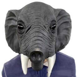 Dim Gray 26*43*28cm Grey Elephant Environmental Protection Latex Mask for Halloween Toys