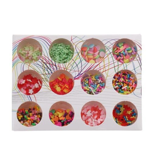 Brown 12PCS/Set Handmade Slime DIY Material Colorful Beads Fruit Slice Soft Ceramic Granules Pearl Powder