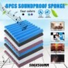 Dodger Blue 6PCS 50*50 CM Studio Acoustic Soundproof Foam Sound Absorbing Sponge For Piano Room Drum Studio
