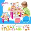 Deep Pink 34Pcs DIY Assembly Simulation Mini Supermarket Play Funny Game Set Toys with Sound Light for Kids Perfect Gift
