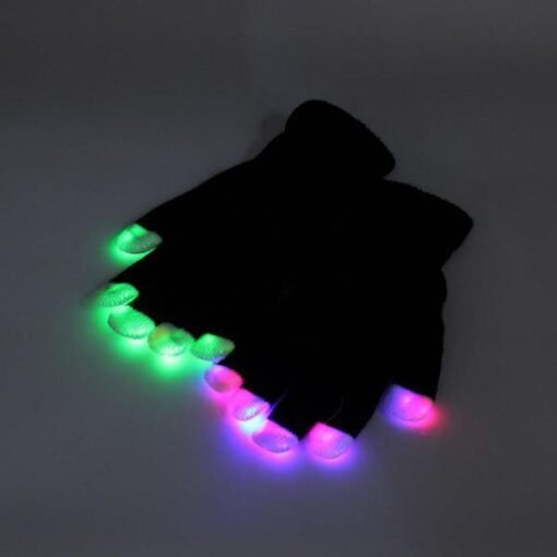 Black 7 mode LED Finger Gloves Lighting Flashing Rave Decoration Toys Dance Party