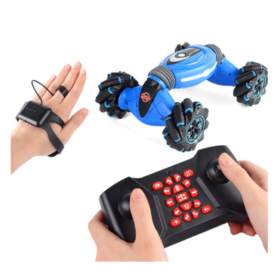 Royal Blue 1:12 Remote Control Stunt Car Gesture Induction Twisting Off-Road Vehicle Light Music Drift Dancing Side Driving RC Car Toys