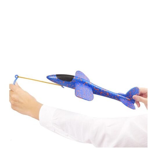 Light Steel Blue 35cm Upgrade EPP Plane Hand Launch Throwing Rubber Band 2 in 1 Aircraft Model Foam Children Parachute Toy