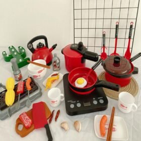 Firebrick 24/36Pcs Simulation Kitchen Cooking Pretend Play Set Educational Toy with Sound Light Effect for Kids Gift