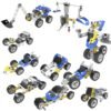 Royal Blue 113 Pcs 10 IN 1 DIY Handmade Assembly Electric Motor Soft Rubber Building Blocks Car Model Toy for Kids Gift