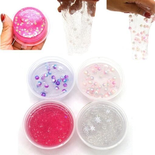 Maroon 4PCS Kiibru Slime Pearl Star Glitter Simulated Crystal Mud Jelly Plasticine Stress Relief Gift Toy