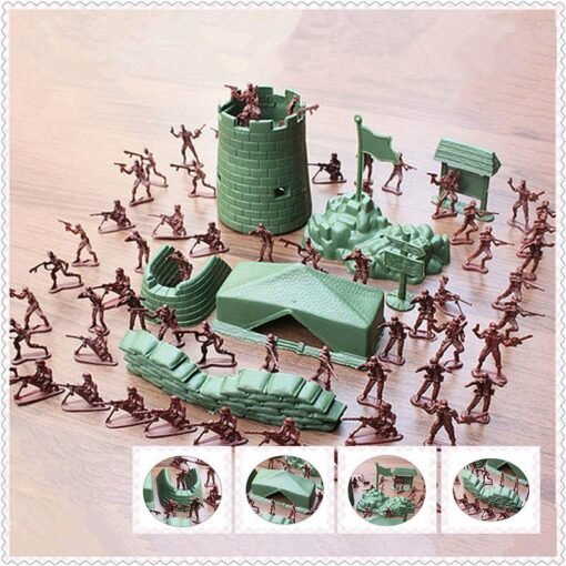 Gray 100PCS 3CM Army Combat Men Kid Toy Soldiers Military Plastic Figurine Action Figure