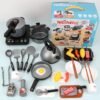 Dim Gray 24/36Pcs Simulation Kitchen Cooking Pretend Play Set Educational Toy with Sound Light Effect for Kids Gift