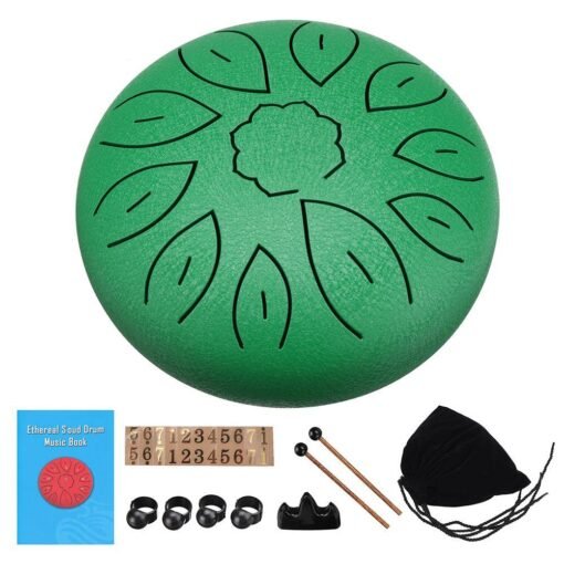 Medium Sea Green 6 Inch 11 Tone B Tune Ethereal Drum Steel Tongue Drum for Children Music Lovers Beginners