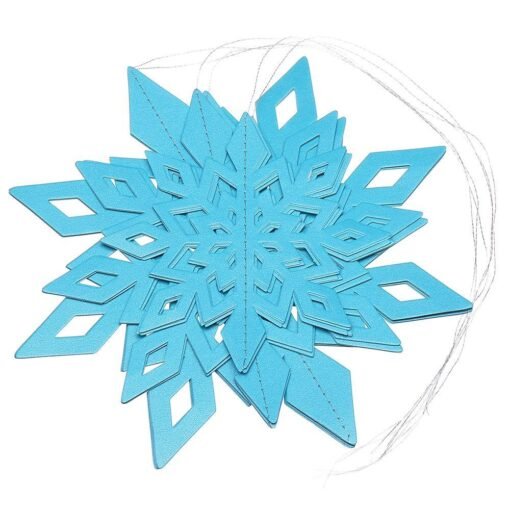Sky Blue 6PCS 3D Snowflake Paper Hanging Ornament Kit Christmas Decoration Toys Home Party