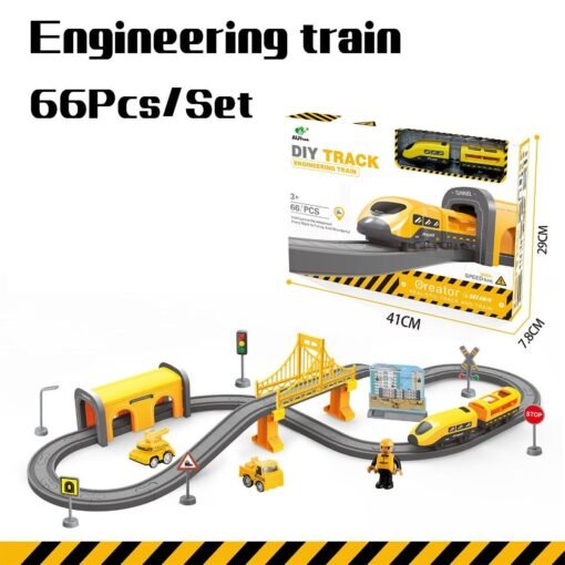 66/92 Pcs Multi-style DIY Assembly Track Train Increase Parent-child Interaction Toy Set with Sound Effect for Kids Gift - Toys Ace
