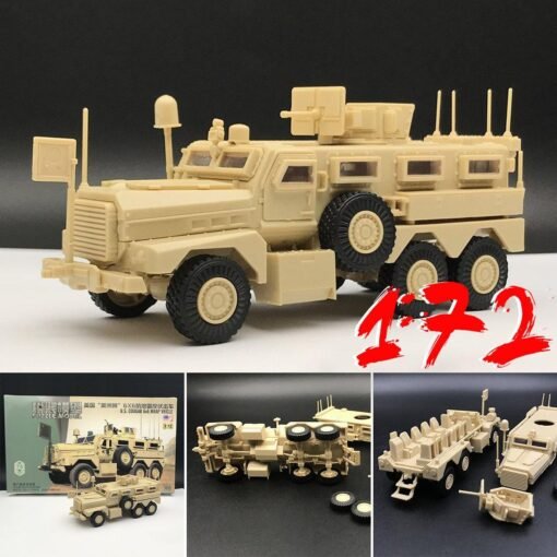 Tan 1/72 US Army Cougar American Modern 6x6 Mrap Vehicle Military Plastic Model Toys