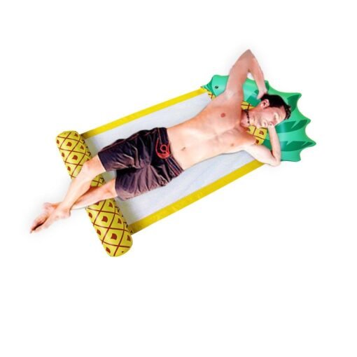 Gold 138*79CM Summer Foldable Pineapple Water Hammock Swimming Pool Inflatable Cushion Floating Lounge Chair Toy