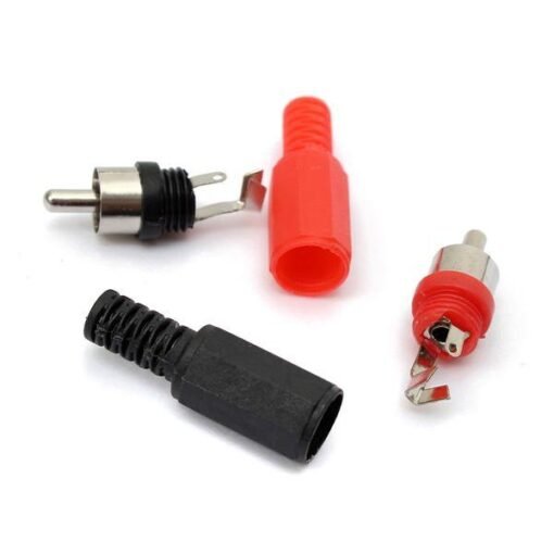 Orange Red 2pcs Solder RCA Phono Male Plug Audio Video Connectors