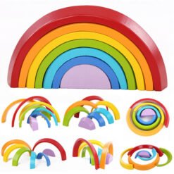 Thistle 7 Colors Wooden Stacking Rainbow Shape Children Kids Educational Play Toy Set
