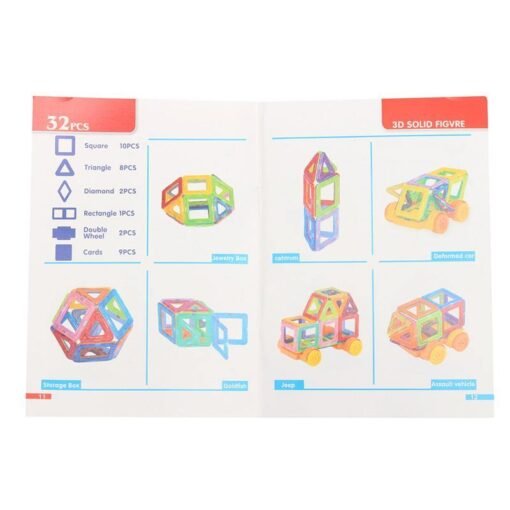 White Smoke 32PCS Magnetic Blocks Magnet Tiles Kit Building Play Toy Boys Girls Kids Gift