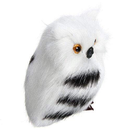 Gray 2 PCS Owl White Black Furry Christmas Ornament Decoration Toys Adornment Simulation