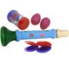 Cornflower Blue 4-piece Set Orff Musical Instruments Sand Eggs/Rain Ring/Small Horn/Plastic Castanets for Children