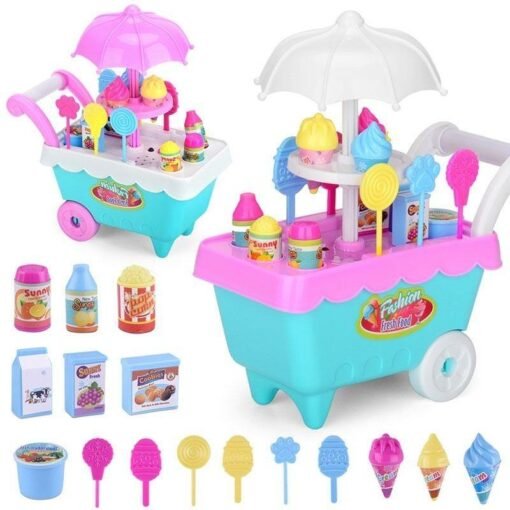 19 PCS Mini Candy Cart Detachable Ice Cream Shop Cart DIY Decoration Toys - Toys Ace