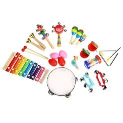 Orange Red 24Pcs/Set Baby Boy Girl Musical Orff Instruments Kit Percussion Children Toy Gifts