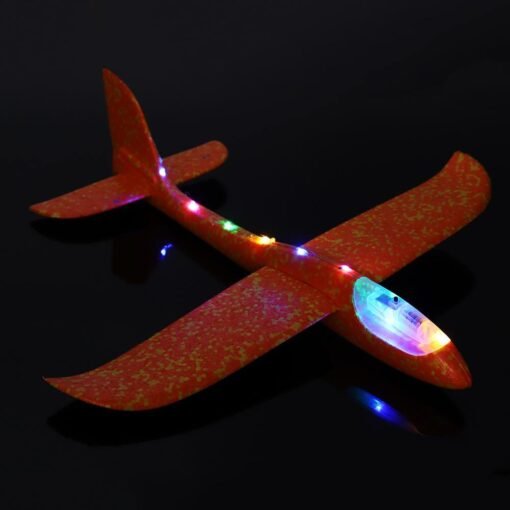 Dark Red 48cm 19'' Hand Launch Throwing Aircraft Airplane DIY Inertial EPP Plane Toy With LED Light