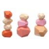 Pale Violet Red 10 Pcs Children Wood Colorful Stone Stacking Game Building Block Education Set Toy
