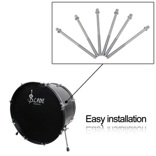 Black 6 Pcs Metal Drum Tension Rods Drum Bolts Musical Percussion Instrument Parts