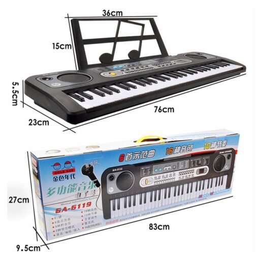 Steel Blue 61 Keys Digital Keyboard Electronic Piano Double Horn Stereo Sound with Microphone Music Stand for Children